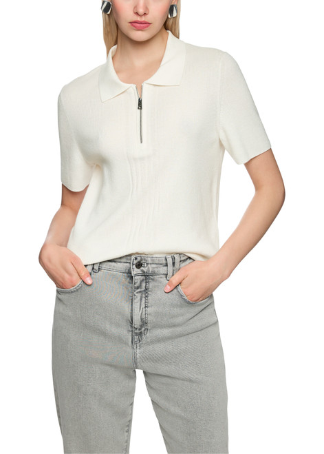 MARC CAIN SPORTS Off-White Rethink Together Knitted Polo Shirt | AS 53.10 M80