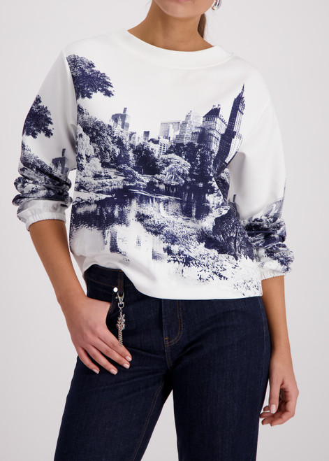 MONARI White Sweatshirt With City Print | 410100