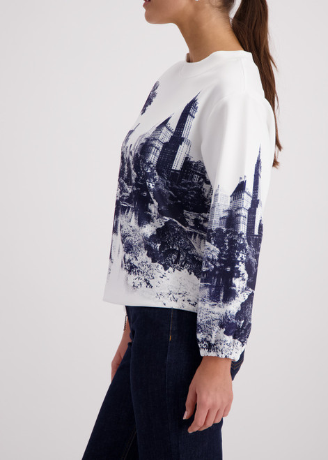 MONARI White Sweatshirt With City Print | 410100