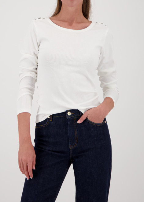 MONARI White Long-Sleeve Shirt With Button Placket | 410104