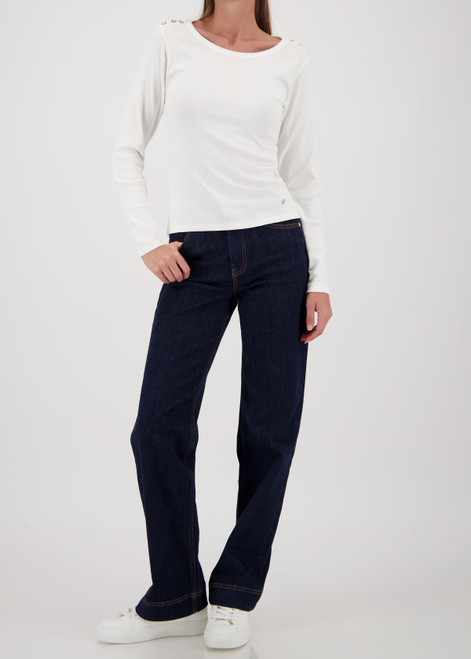 MONARI White Long-Sleeve Shirt With Button Placket | 410104
