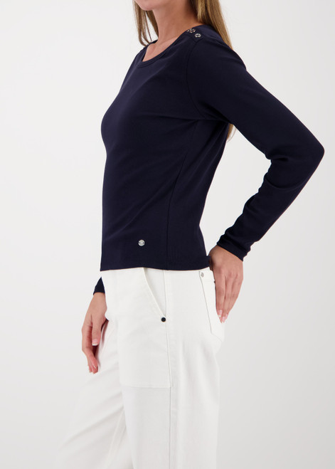 MONARI Blue Long-Sleeve Shirt With Button Placket | 410104