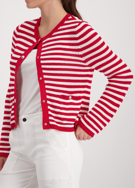 MONARI Red Cardigan With Stripes | 410216