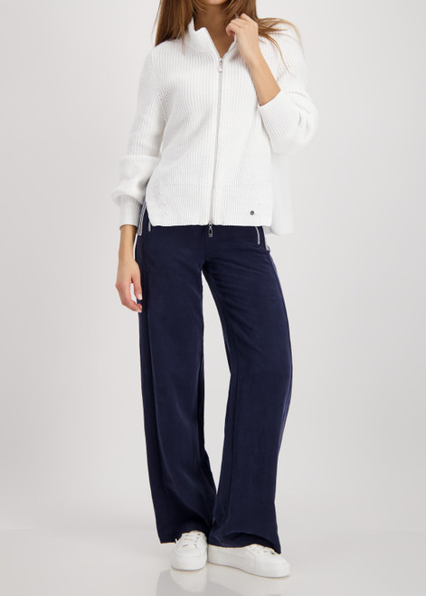 MONARI White Cardigan Made Of Chenille Yarn | 410234