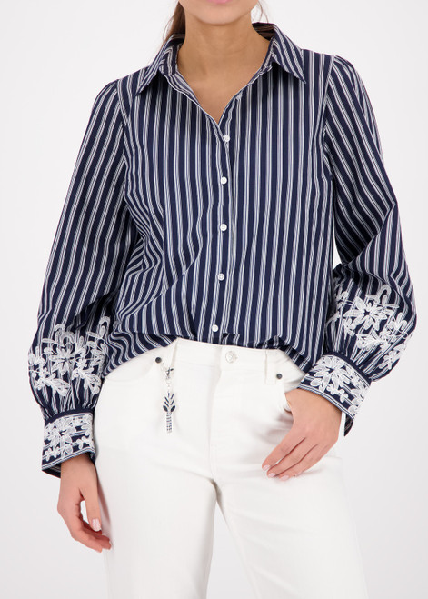 MONARI Blue Blouse With Lace | 410344