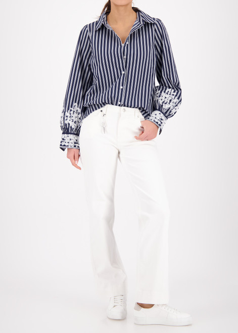 MONARI Blue Blouse With Lace | 410344