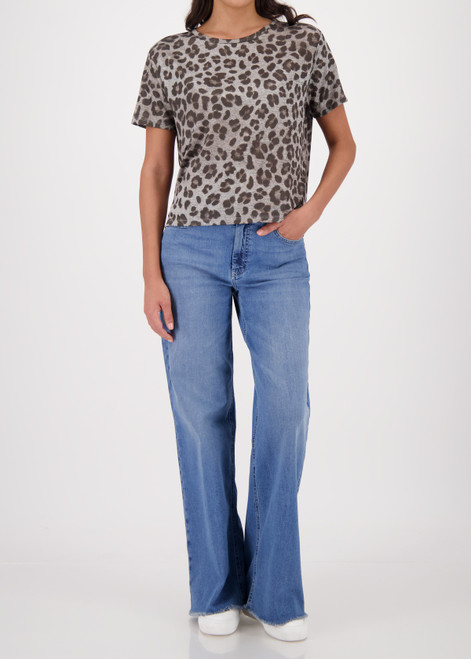 MONARI Brown Shiny T-Shirt With Leopard Pattern | 410202