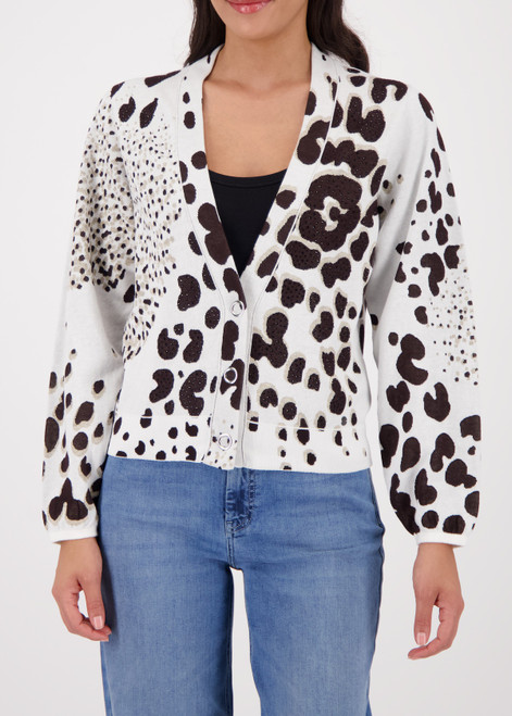 MONARI Brown Cardigan With Leopard Jacquard | 410285