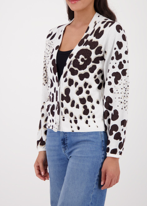 MONARI Brown Cardigan With Leopard Jacquard | 410285