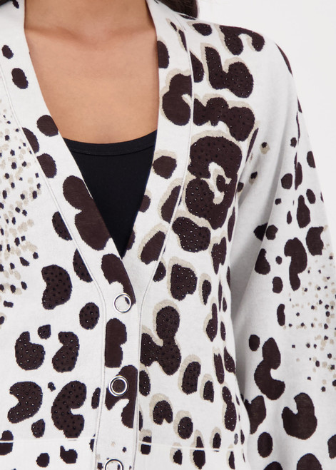 MONARI Brown Cardigan With Leopard Jacquard | 410285