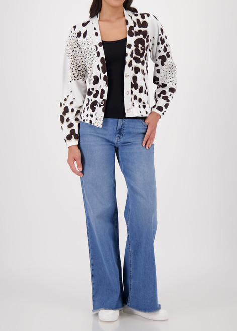 MONARI Brown Cardigan With Leopard Jacquard | 410285