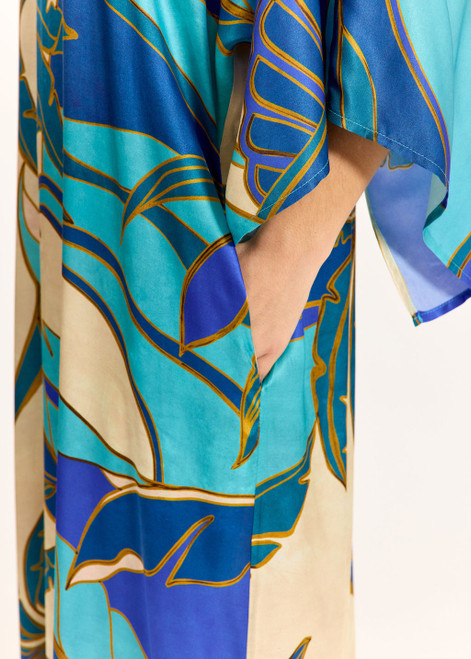 LAUREN VIDAL Printed Long Dress Adassa Turquoise | ADASSA