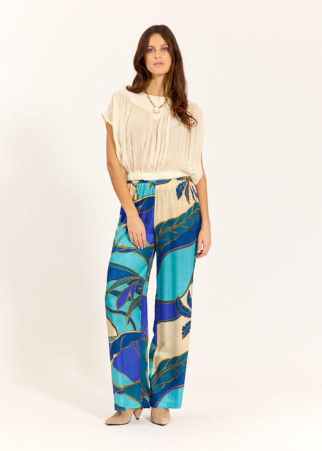 LAUREN VIDAL Printed Flowy Pants Lole Turquoise | LOLE
