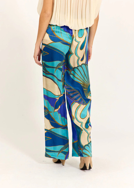 LAUREN VIDAL Printed Flowy Pants Lole Turquoise | LOLE