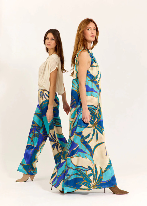 LAUREN VIDAL Printed Flowy Pants Lole Turquoise | LOLE