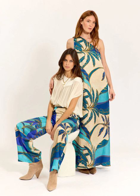 LAUREN VIDAL Printed Flowy Pants Lole Turquoise | LOLE