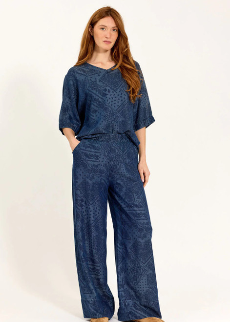 LAUREN VIDAL Mac Printed Fluid Lyocell Denim Pants | MAC