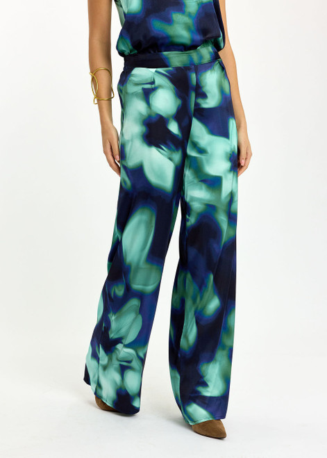 LAUREN VIDAL Fluid Printed Pants Yuka Blue | YUKA