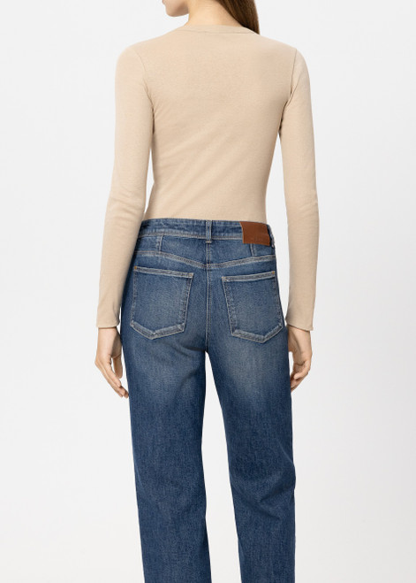 LUISA CERANO Beige Shimmer Crew-Neck Top | 338217/7757-7259