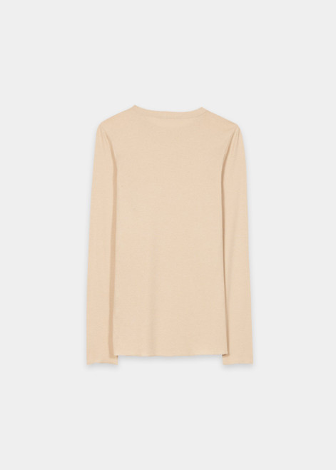 LUISA CERANO Beige Shimmer Crew-Neck Top | 338217/7757-7259