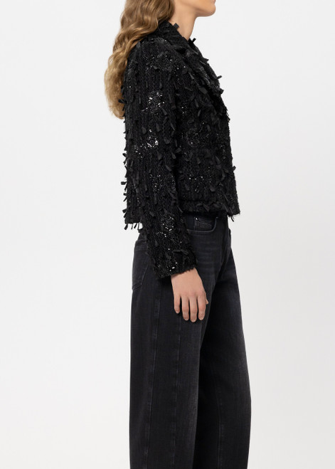 LUISA CERANO Black Blazer Cardigan With Pearls | 438046/3801-0001