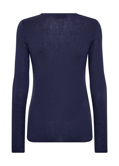 MOS MOSH Crown Blue Bouch O-Neck Knit | 168080