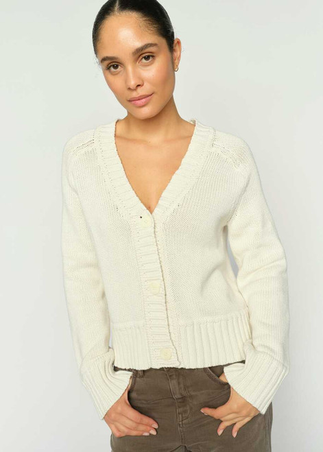 MOS MOSH Ecru Rola Bine V-Neck Knit Cardigan | 176690