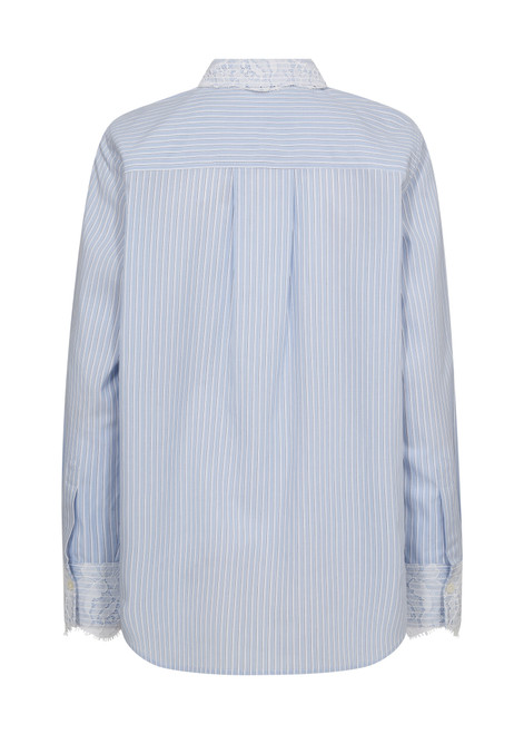 MOS MOSH Brunnera Blue Elinda Stripe Lace Shirt | 177120