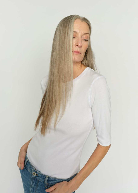MOS MOSH White Mali O-Neck 3/4 Sleeve Tee | 177500