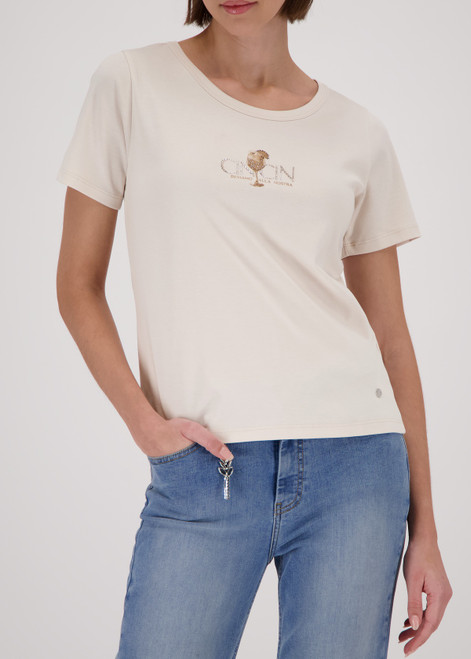 MONARI Beige T-Shirt With Rhinestones | 410081