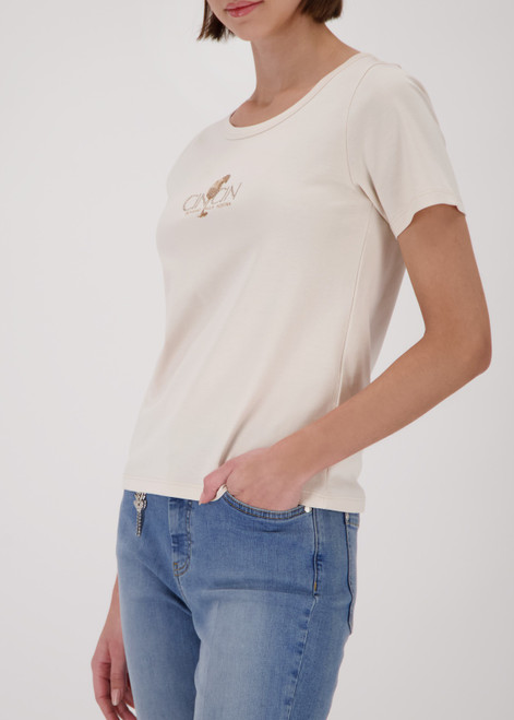 MONARI Beige T-Shirt With Rhinestones | 410081