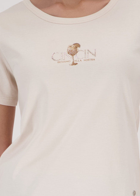 MONARI Beige T-Shirt With Rhinestones | 410081
