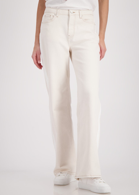 MONARI Beige Jeans With Stripe Detail | 410345