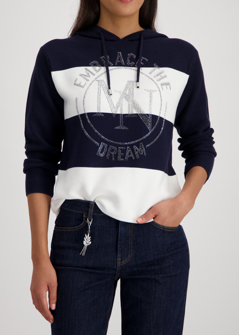MONARI Blue Knitted Jumper With Decorative Emblem | 410391
