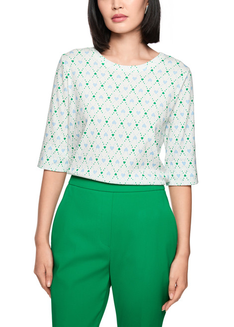 MARC CAIN SPORTS Off-White Shirt With Heart Print | AS 48.38 J89