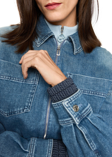 MARC CAIN SPORTS Blue Denim Short Denim Jacket With Zip | AS 31.10 D06