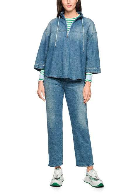 MARC CAIN SPORTS Blue Denim Sporty Denim Blouse With Stand-Up Collar | AS 51.16 D07