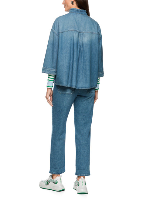 MARC CAIN SPORTS Blue Denim Sporty Denim Blouse With Stand-Up Collar | AS 51.16 D07