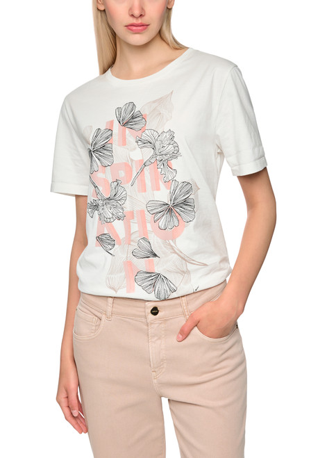 MARC CAIN COLLECTIONS Off-White Rethink Together Round-Neck T-Shirt | AC 48.10 J18