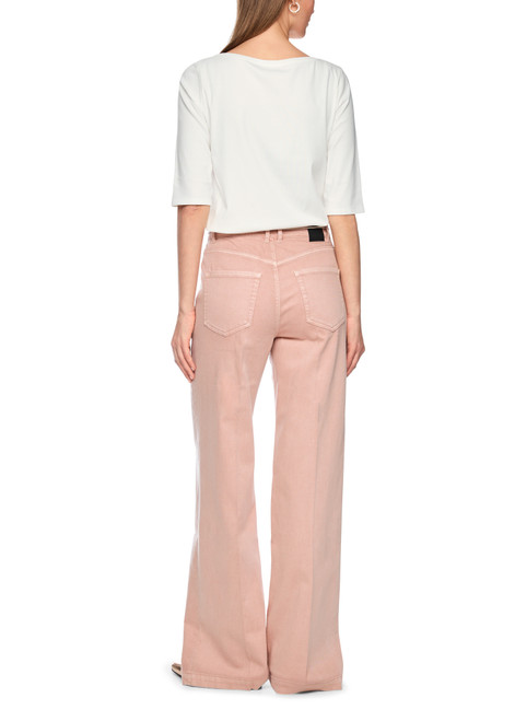 MARC CAIN COLLECTIONS Off-White Half-Sleeved T-Shirt With Ribbon Details | AC 48.16 J15