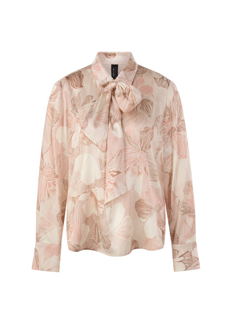 MARC CAIN COLLECTIONS Peach Beige Silk Blend Bow Blouse | AC 51.12 W09