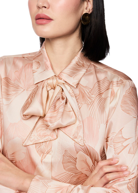 MARC CAIN COLLECTIONS Peach Beige Silk Blend Bow Blouse | AC 51.12 W09