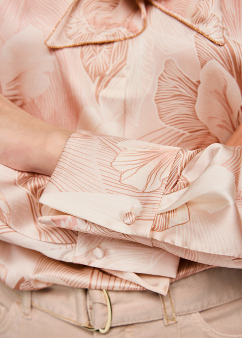 MARC CAIN COLLECTIONS Peach Beige Silk Blend Bow Blouse | AC 51.12 W09