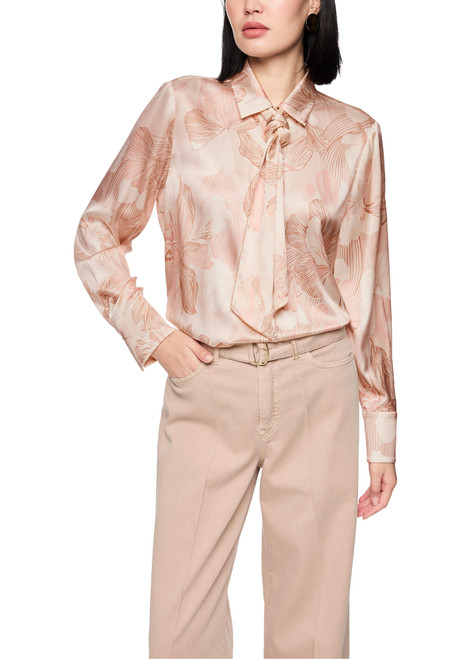 MARC CAIN COLLECTIONS Peach Beige Silk Blend Bow Blouse | AC 51.12 W09