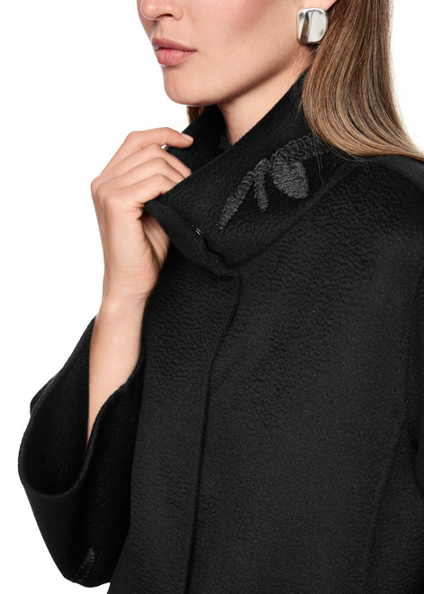 MARC CAIN GLAM Black Outdoor Jacket Made From 100% Wool | AG 12.01 W09