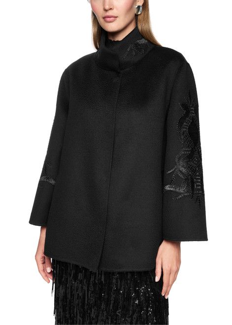 MARC CAIN GLAM Black Outdoor Jacket Made From 100% Wool | AG 12.01 W09