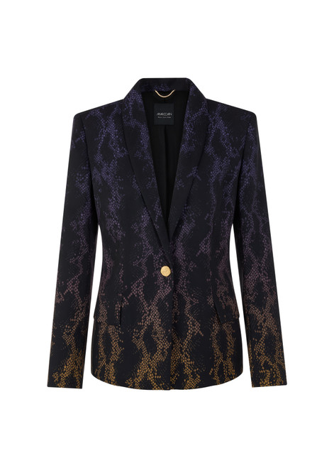 MARC CAIN GLAM Black/Amber Gold Fitted Blazer In Snake Print | AG 34.01 W16