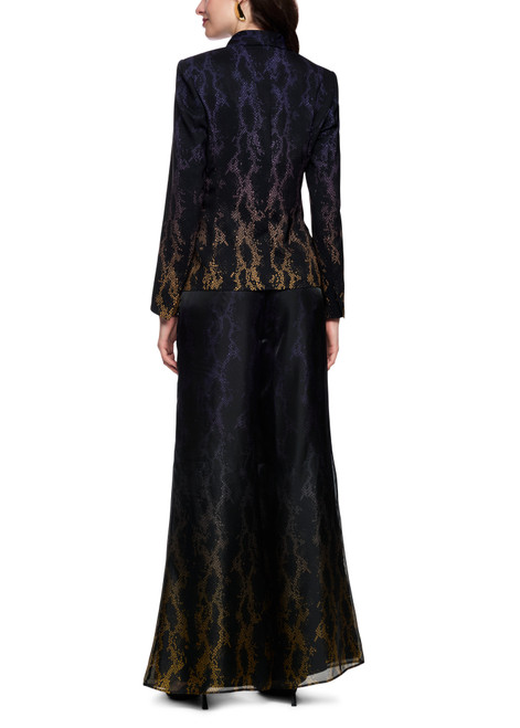 MARC CAIN GLAM Black/Amber Gold Fitted Blazer In Snake Print | AG 34.01 W16