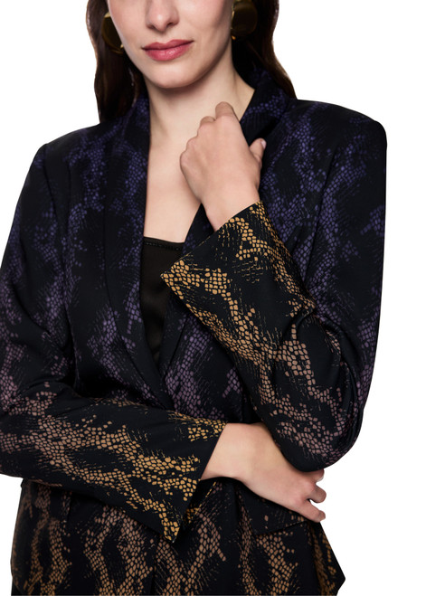 MARC CAIN GLAM Black/Amber Gold Fitted Blazer In Snake Print | AG 34.01 W16