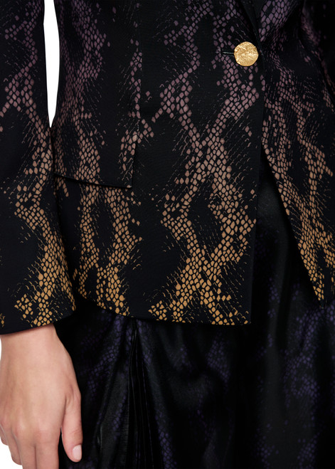 MARC CAIN GLAM Black/Amber Gold Fitted Blazer In Snake Print | AG 34.01 W16